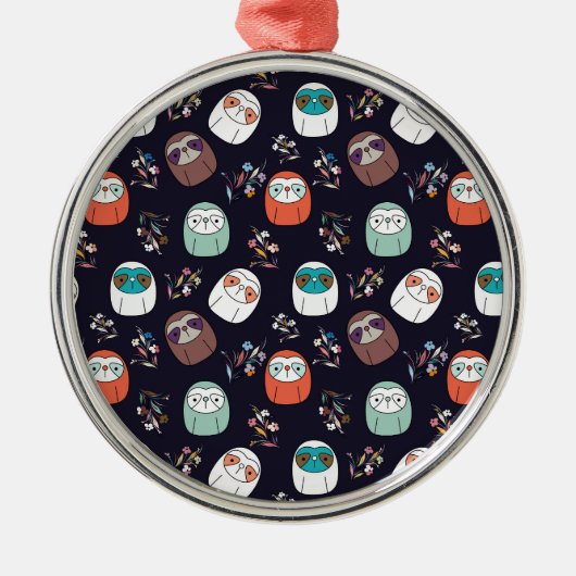 Lazy Sloth Metalen Ornament (Voorkant)