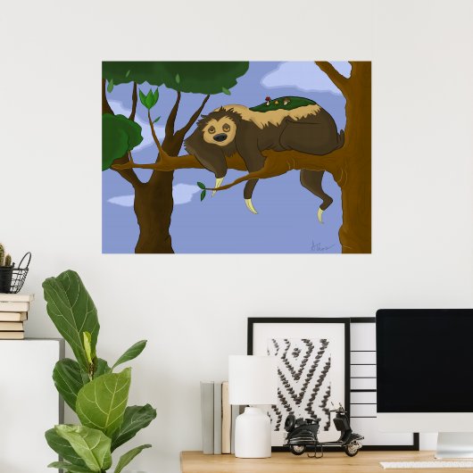 Lazy Sloth Poster (Thuiskantoor)