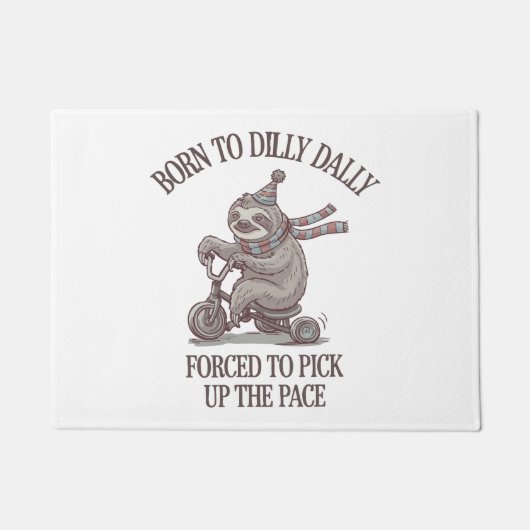 Lazy Sloth Retro Bike Cartoon Deurmat (Voorkant)