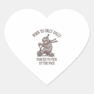 Lazy Sloth Retro Bike Cartoon Hart Sticker