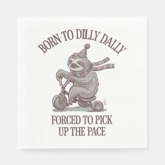 Lazy Sloth Retro Bike Cartoon Servet (Voorkant)