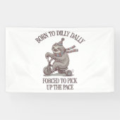 Lazy Sloth Retro Bike Cartoon Spandoek (Horizontaal)