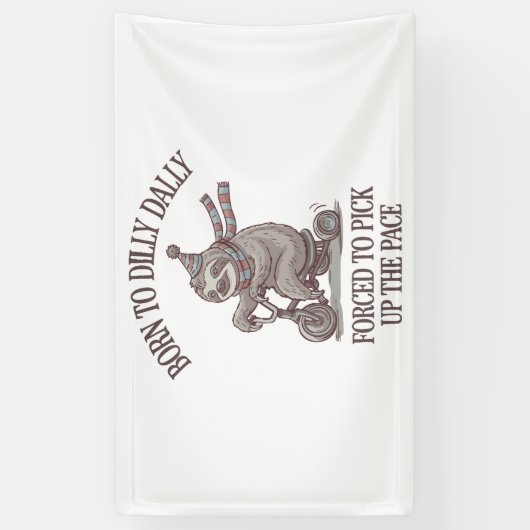 Lazy Sloth Retro Bike Cartoon Spandoek (Verticaal)
