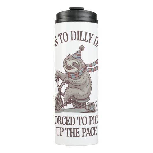 Lazy Sloth Retro Bike Cartoon Thermosbeker (Voorkant)