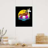 Lazy Sloth Riding Unicorn Float Funny Pool Party Poster (Keuken)