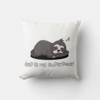 Lazy Sloth - Sleep Is My Superpower Grappig Quote Kussen