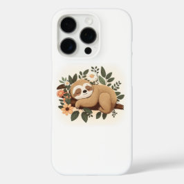 Lazy sloth sleeping on a branch cartoon            iPhone 16 pro hoesje