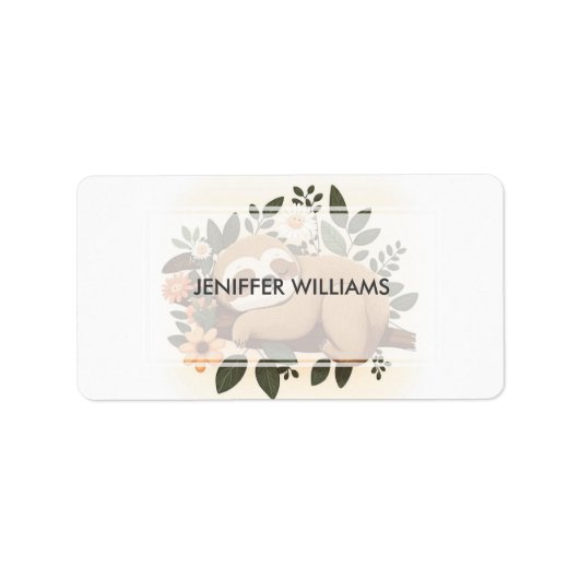   Lazy sloth sleeping on a branch cartoon          Etiket (Voorkant)