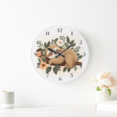 Lazy sloth sleeping on a branch cartoon            grote klok (Huis)
