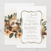 Lazy sloth sleeping on a branch cartoon            kaart (Voorkant / Achterkant)