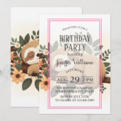 Lazy sloth sleeping on a branch cartoon            kaart (Voorkant / Achterkant)