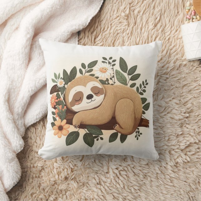 Lazy sloth sleeping on a branch cartoon            kussen (Deken)