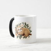 Lazy sloth sleeping on a branch cartoon            magische mok (Voorkant links)