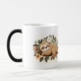 Lazy sloth sleeping on a branch cartoon            magische mok