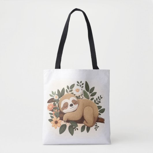 Lazy sloth sleeping on a branch cartoon            tote bag (Voorkant)