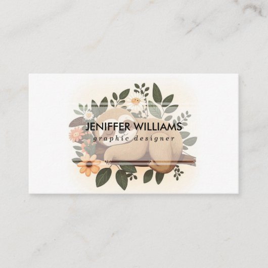 Lazy sloth sleeping on a branch cartoon            visitekaartje (Voorkant)