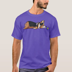 Lazy Sploot Redhead Tricolor Corgi T-shirt