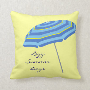 Lazy Summer Days Beach Pool Umbrella Blue Yellow Kussen