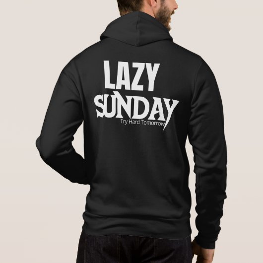 Lazy Sunday Basic Zip up B&W met achteruitrijtrui Hoodie (Achterkant)