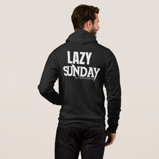Lazy Sunday Basic Zip up B&W met achteruitrijtrui Hoodie (Achterkant volledig)