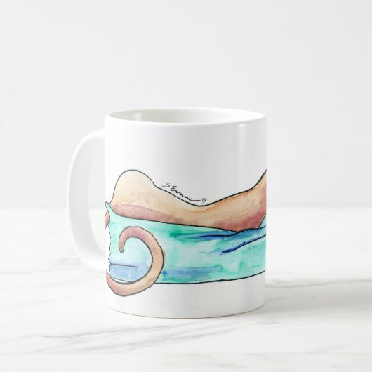 Lazy Sunday Greyhound Illustration Mok (Voorkant links)