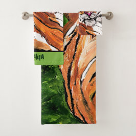 Lazy Tiger gepersonaliseerd Bad Handdoek