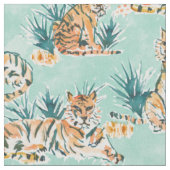 LAZY TIGERS Waterverf Cats Stof (Close Up)