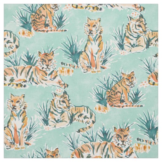 LAZY TIGERS Waterverf Cats Stof (Swatch)