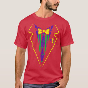 Lazy Tuxedo Costume Bow Stropdas Funny Mardi Gras  T-shirt
