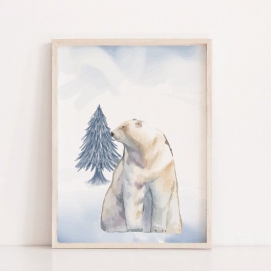 Lazy Winter Polar Beer Arctic Nursery Wall Decor Poster