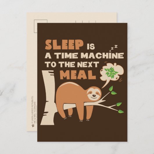 Lazybone Sloth die houdt van eten en heerlijk eten Briefkaart (Voorkant / Achterkant)