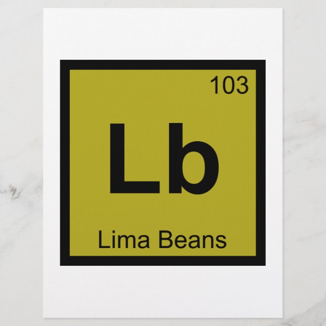 Lb - Lima Beans Chemistry Periodic Table Symbol (Voorkant)