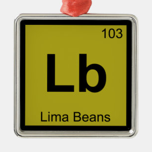 Lb - Lima Bonen Chemie Periodiek Systeem Symbool Metalen Ornament