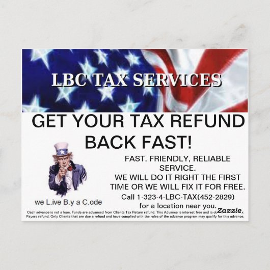 LBC TAX SERVICES pro promo briefkaarten (Achterkant)