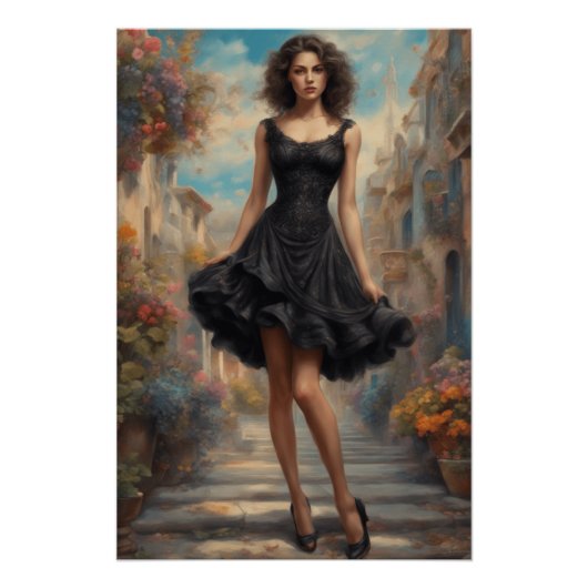 LBD Art: AI-Enhanced Little Black Dress Artwork Perfect Poster (Voorkant)