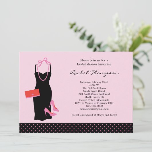 LBD Bridal Shower-uitnodiging Kaart (Staand voorkant)