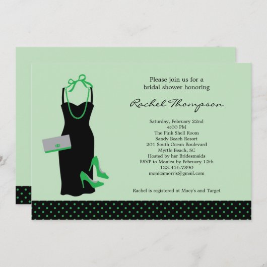 LBD Bridal Shower-uitnodiging Kaart (Voorkant / Achterkant)