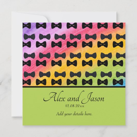 LBGT Moderne regenboog Black Save the Date Wedding (Achterkant)