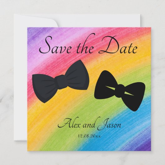 LBGT Moderne regenboog Black Save the Date Wedding (Voorkant)
