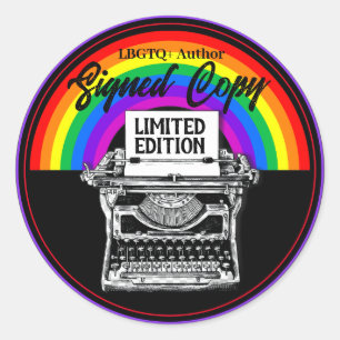 LBGTQ+ auteur ondertekende kopie typemachine Ronde Sticker