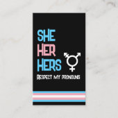LBGTQ Pronoun Transgender She Her He Visitekaartje (Voorkant)