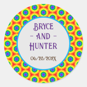 LBGTQA+ Regenboog Cirkel Ontwerp Ronde Sticker