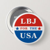 LBJ voor de VS Lyndon B. Johnson Ronde Button 7,6 Cm (Voorkant /achterkant)