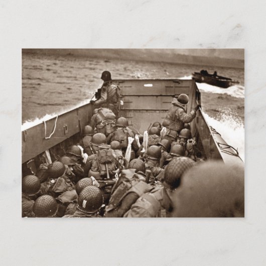 LCI en Soldaten Omaha Beachhead Briefkaart (Voorkant)