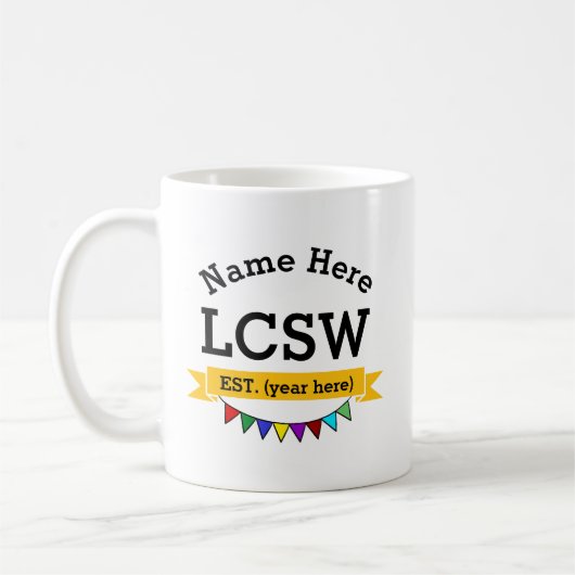 LCSW Licensed Clinical Social Worker Gepersonalise Koffiemok (Links)