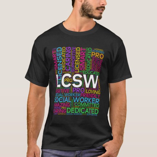 LCSW Sociaal werker Word Cloud Tal Health T-shirt (Voorkant)
