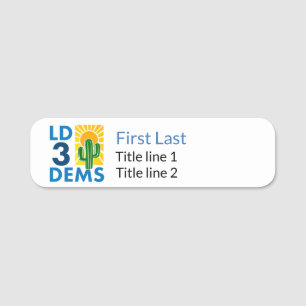 LD3 Dems - slanke stijlnaambadge; magnetisch achte Naamplaatje