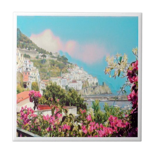 ldp AMALFI - panorama - kust van Amalfi - Tegeltje (Voorkant)