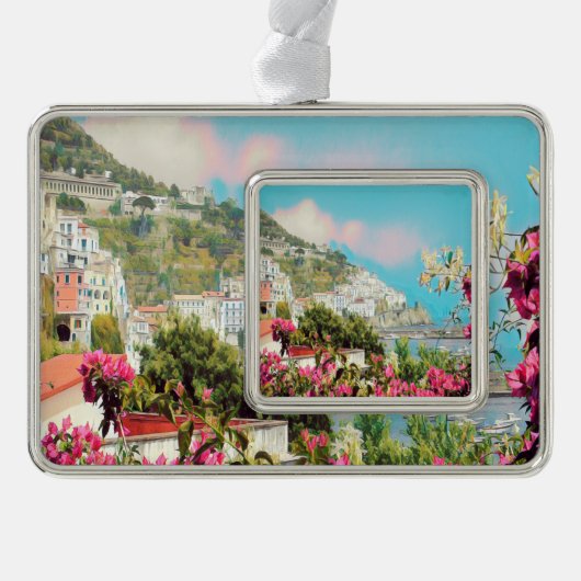 ldp AMALFI - panorama - kust van Amalfi - Verzilverd Omlijst Ornament (Voorkant)