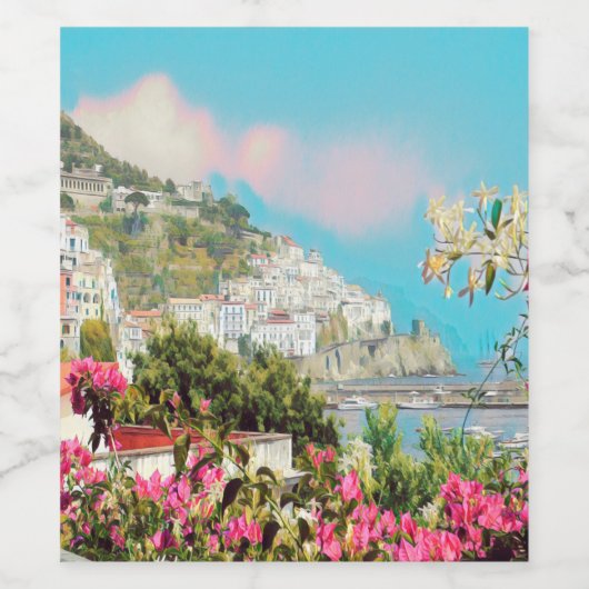 ldp AMALFI - panorama - kust van Amalfi - Wijn Etiket (Enkel label)
